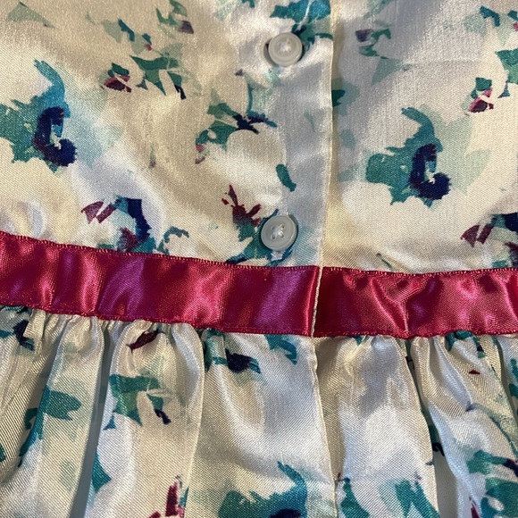 “Dressed Up” by Gymboree white spring dress with Teal and Magenta flowers sz 6 - Picture 8 of 11